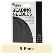 (9 pack) Cousin DIY 9 Piece Assorted Beading Needle Set, Size #10-12, Silver Metal, Adults