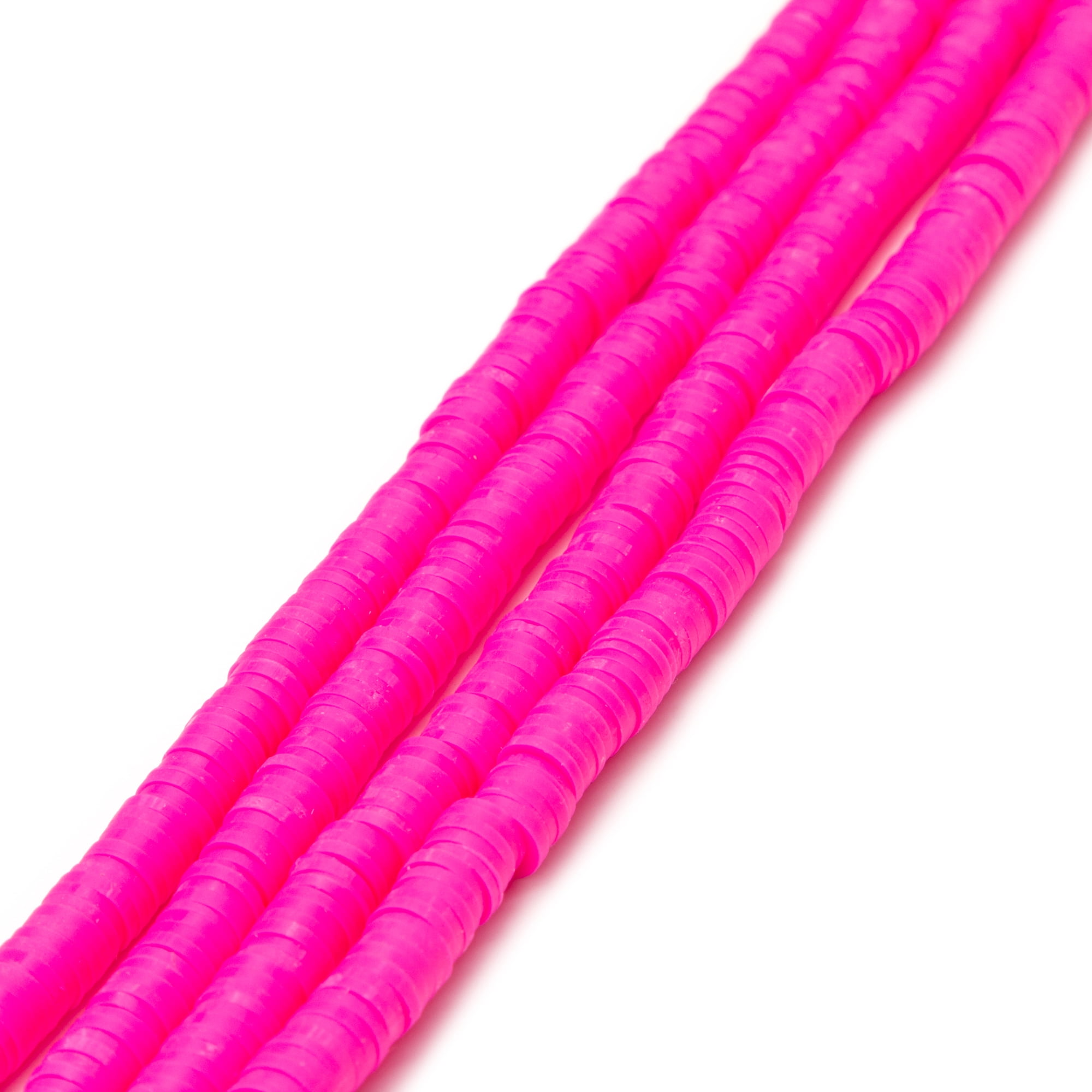 Cousin DIY Acrylic Disc Heishi Beads Strand, 7.5 inch, Pink, 600+ Pc, Bright Pink Unisex Heishi Beads for Adults and Teens