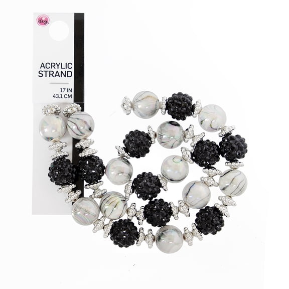 Cousin 17-in DIY Black Acrylic Shambala Bead Strand, 54 Pieces for Jewelry Crafting