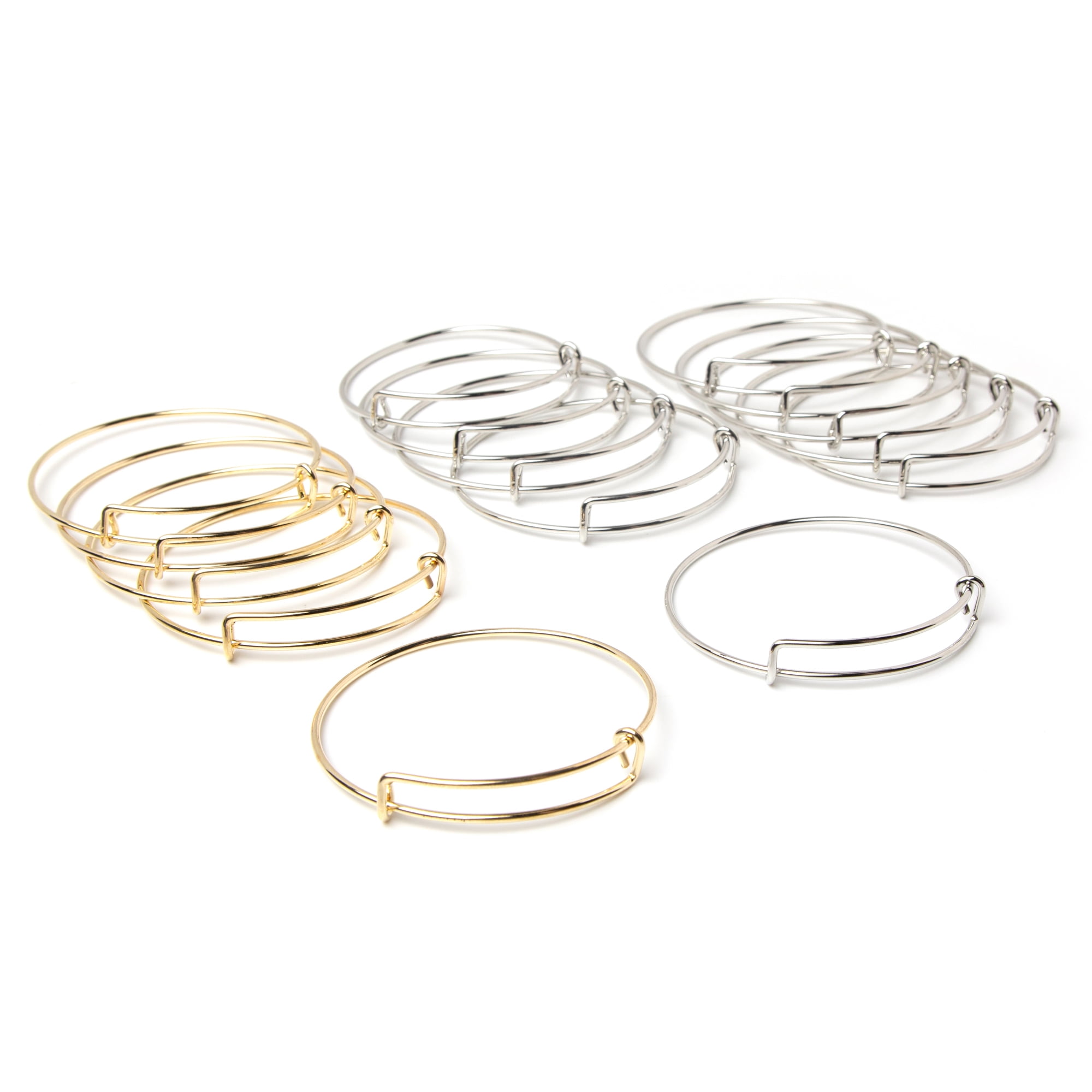 Cousin DIY Adjustable Bangle Bracelet Set, Gold/Silver, Adult, 65027120, 15 Piece, Jewelry Making