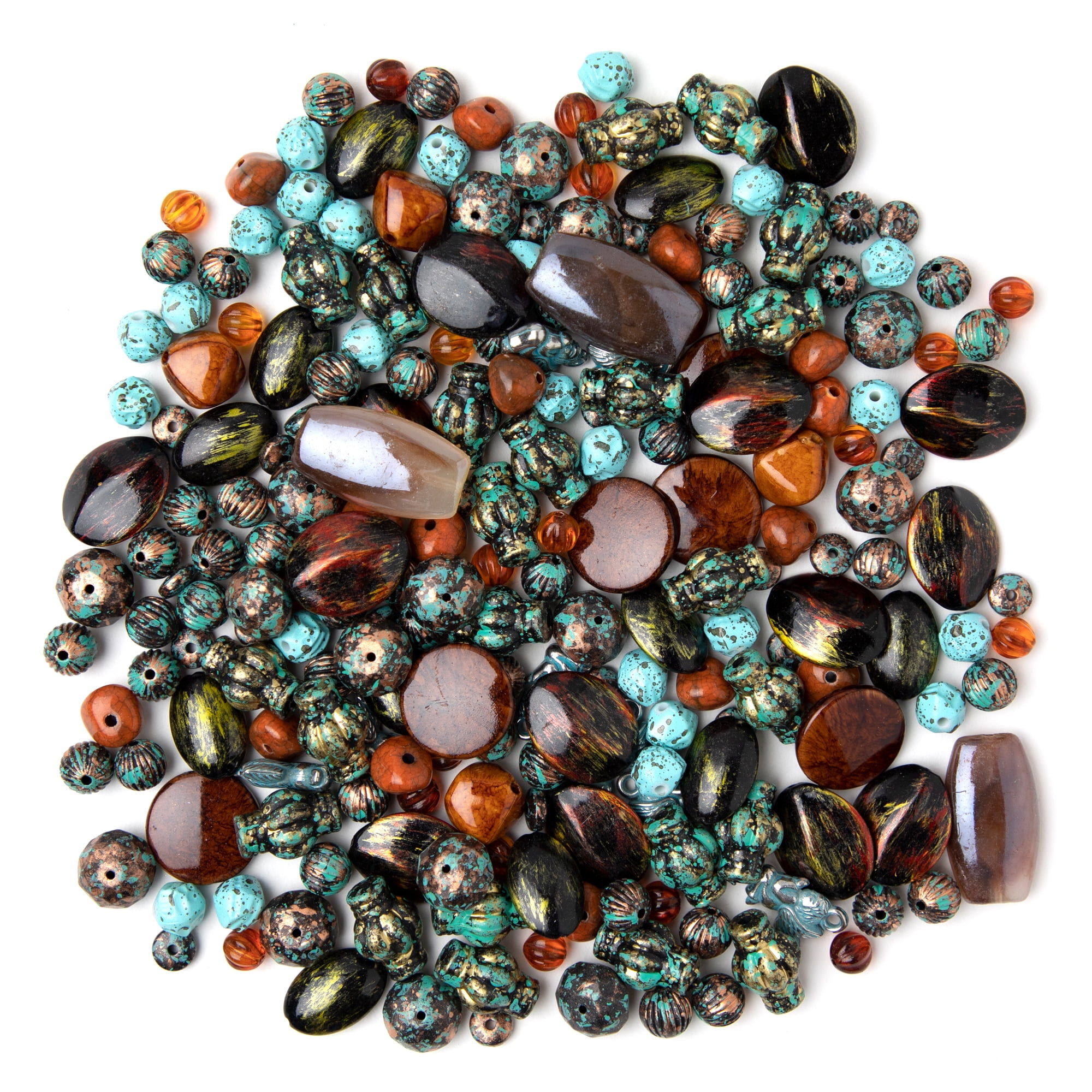 Cousin DIY Artisan Acrylic Bead Mix, Turquoise and Brown, 160 gModel