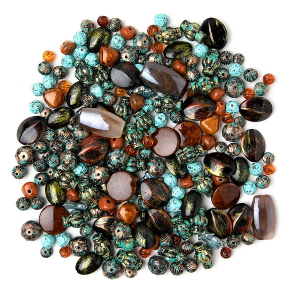 Cousin DIY Artisan Acrylic Bead Mix, Turquoise and Brown, 160 g-Model 63502322