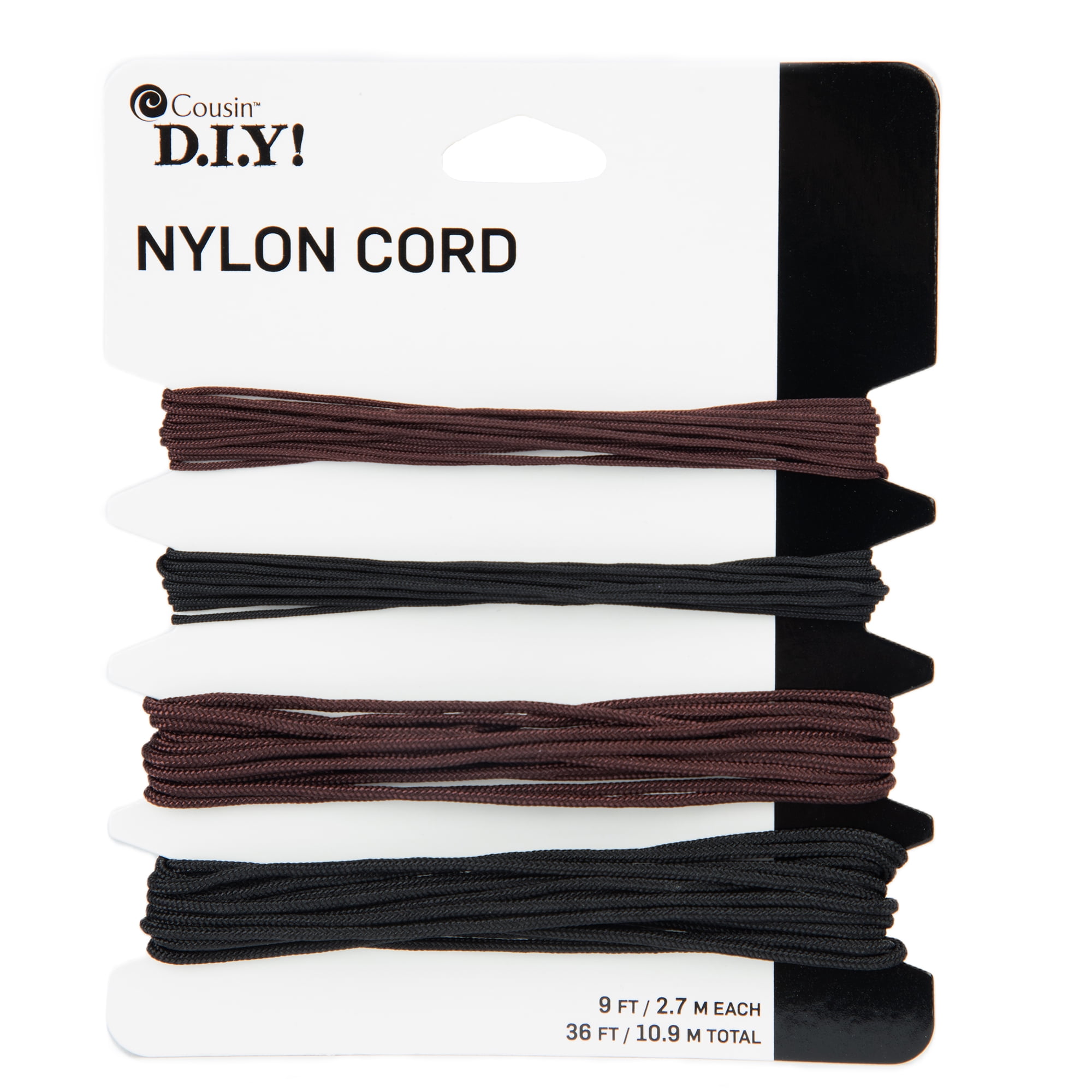 Cousin DIY Black & Brown Nylon Cord, Jewelry Stringing, 4 Piece, 36 feet