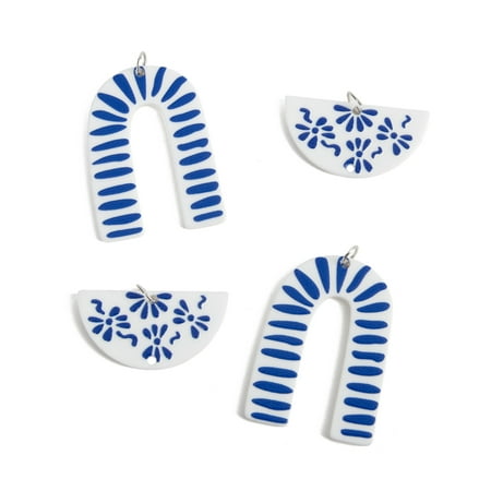 Cousin DIY Blue and White Acrylic Dangle Charms, 4 Piece, Adult, Unisex