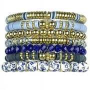 Cousin DIY Blue and White Heishi Stack Bracelet Kit, 564 Beads, Clay/Ceramic/Metal, Adult, 69995663