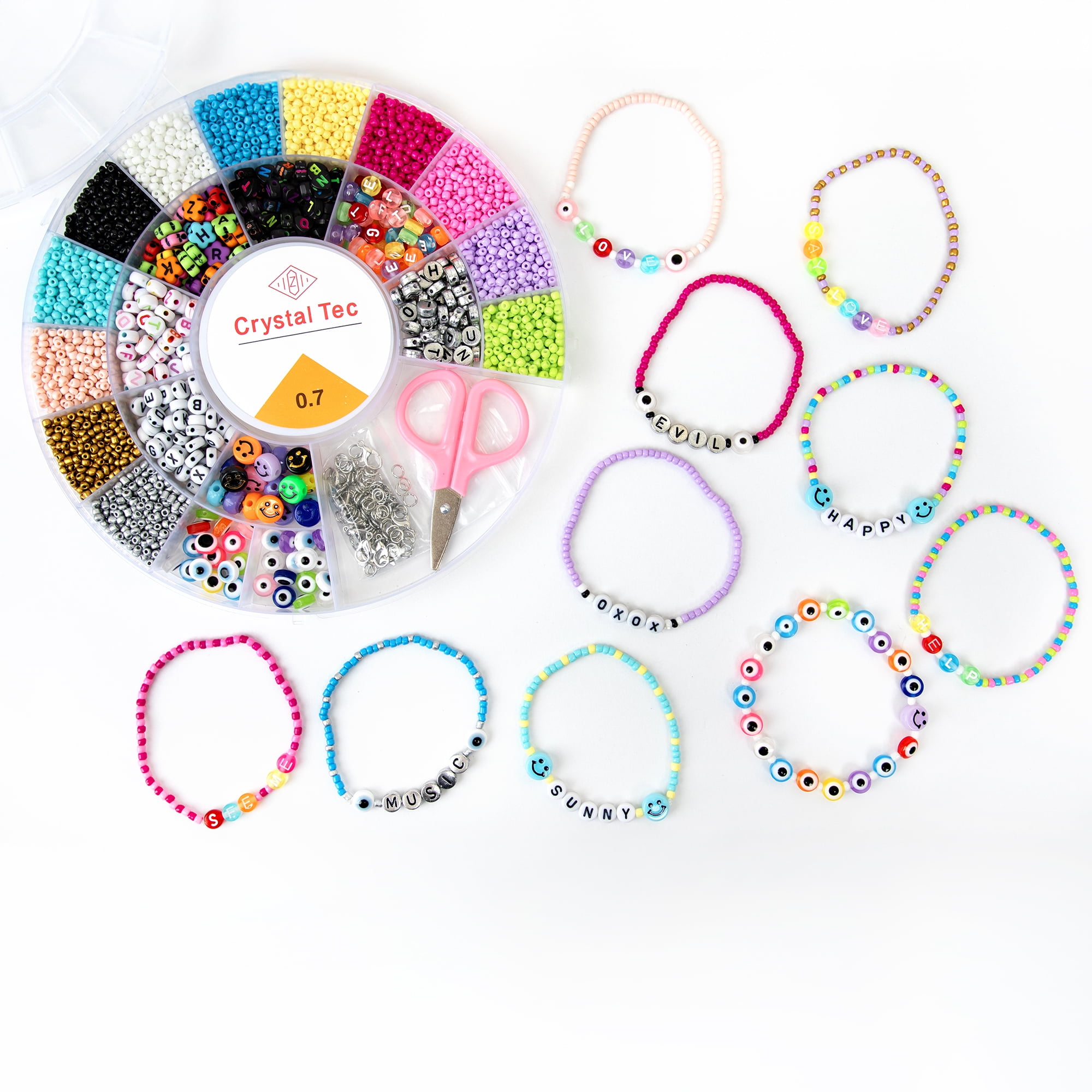 Cousin DIY Bracelet Kit with Seed & Letter Beads and Smiley Faces