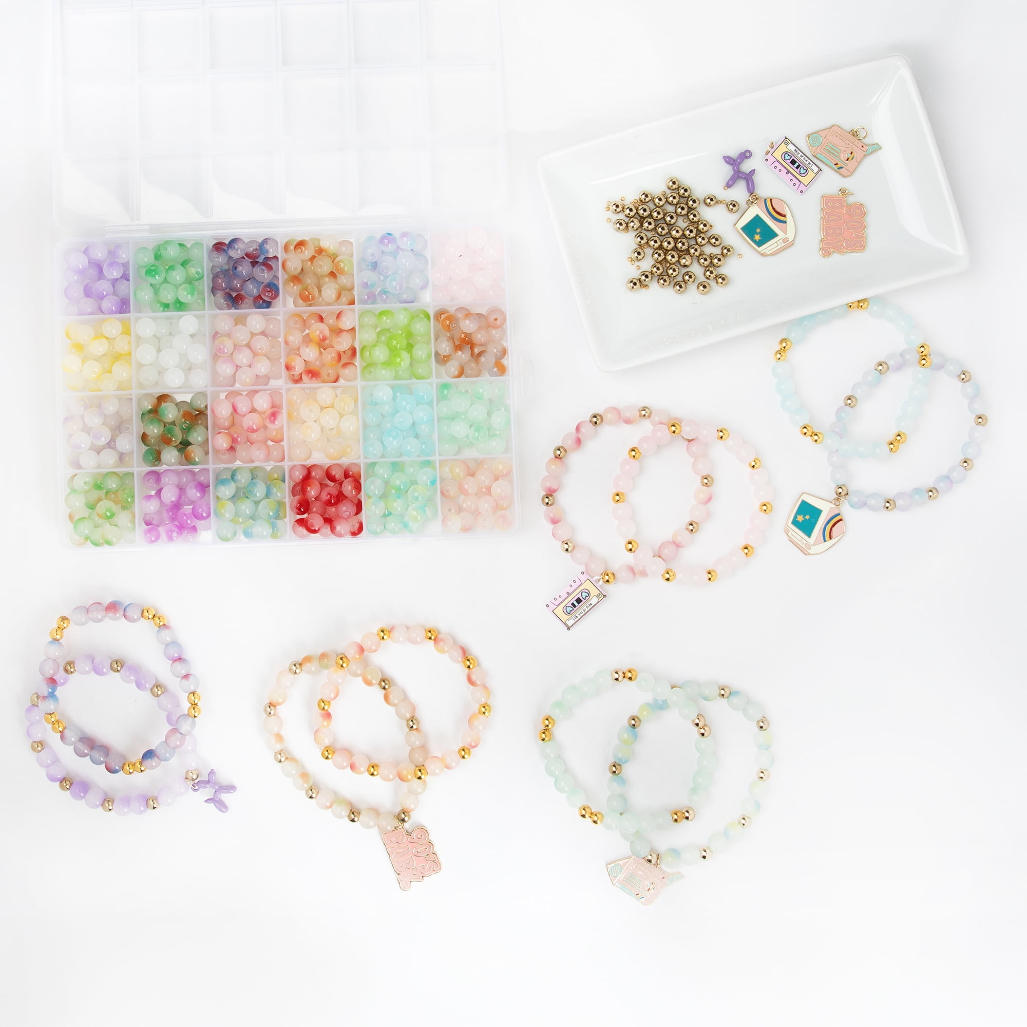 Cousin DIY Retro Charm Bracelet Making Kit with Multicolor Beads and Accessories, 587 Pieces