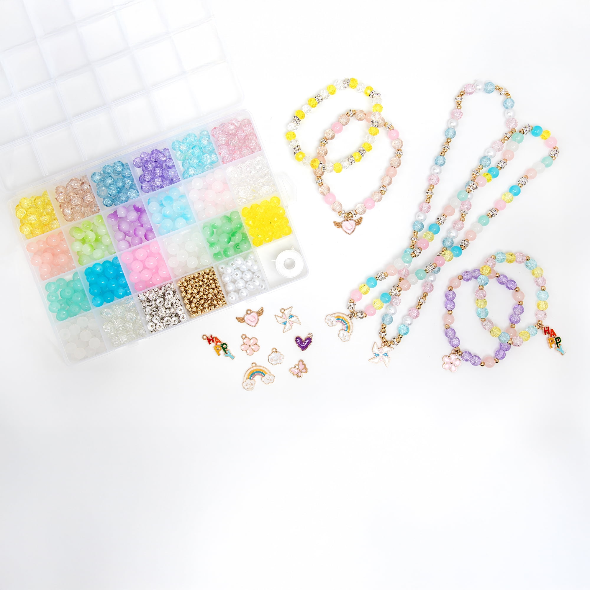 Cousin DIY Bracelet Making Kit with Pastel Beads and Charms, 650 Pieces