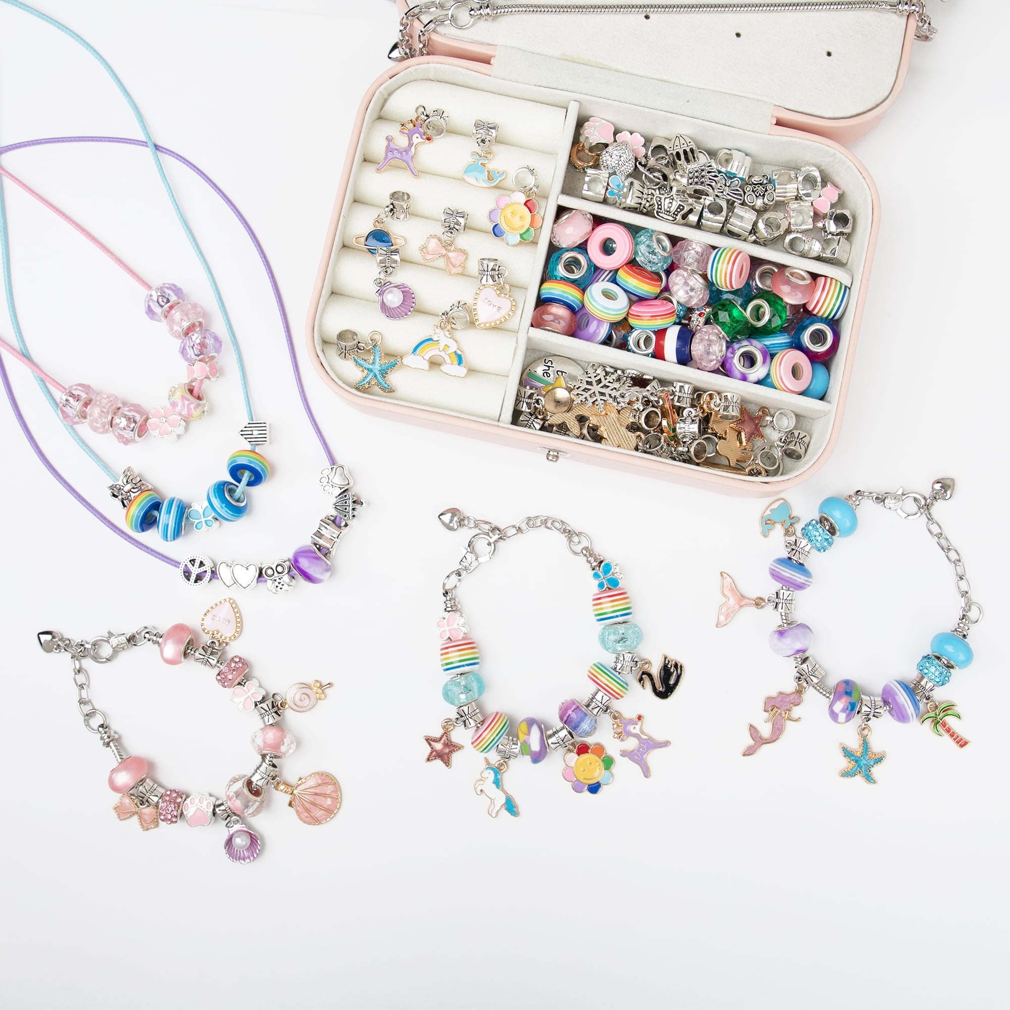 Cousin DIY Charm Bracelet Making Kit with Trinket Box, Beads, and Jewelry Making Supplies 120 Pieces