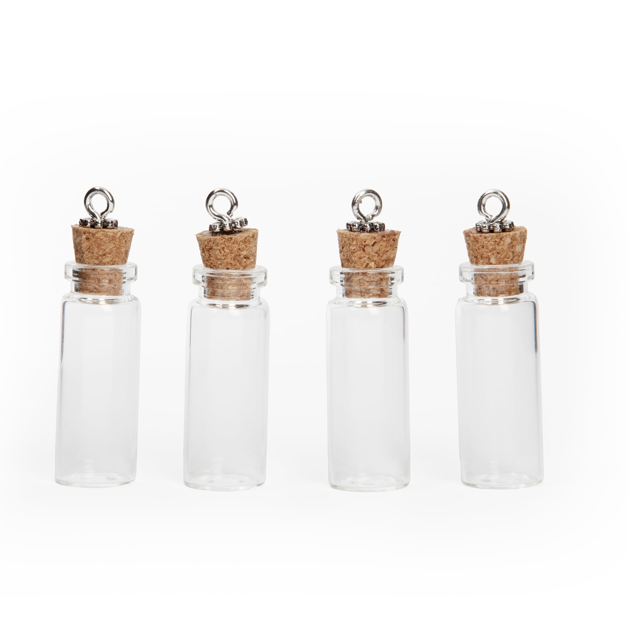 Cousin DIY Glass Bottle Charms with Cork Stoppers, 4 Pack, Unisex Craft Supplies