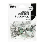 Cousin DIY Cross Bulk Charm Assortment, Material: Metal, Silver, Gold & Patina, Adult, 50 Pc.