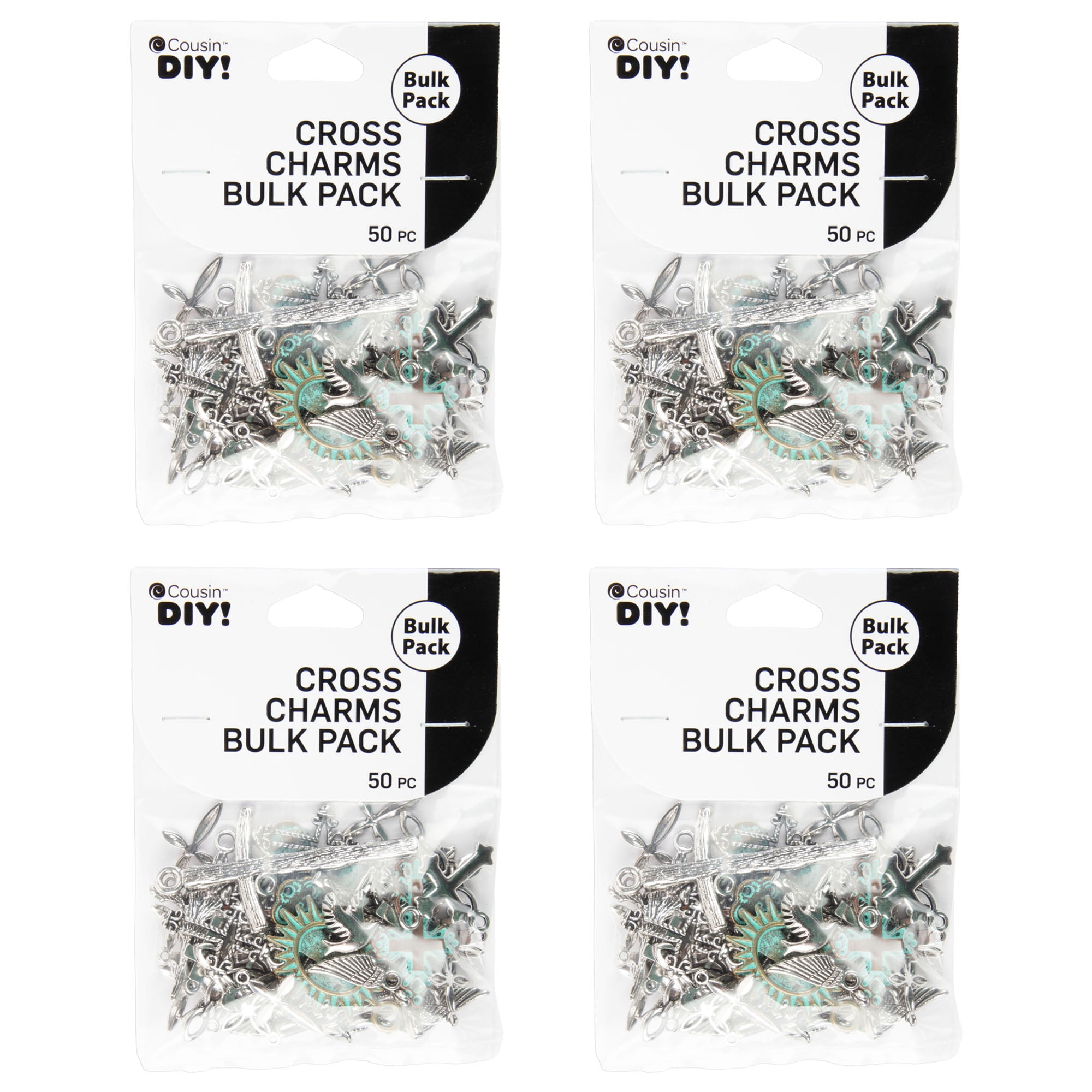 Cousin DIY Cross Bulk Charm Assortment, Silver, Gold & Patina, 50 Pc