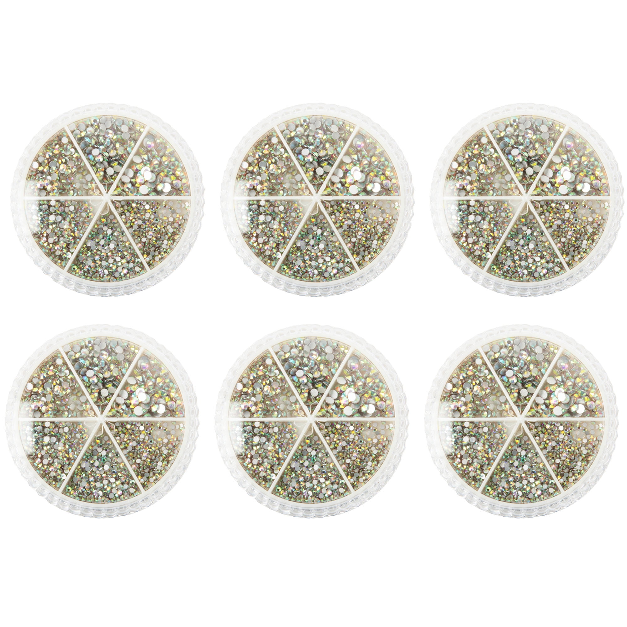 Cousin DIY Crystal Flatback Assortment, Clear AB Iridescent, 23g / 1248 Pc. - 6 Packs