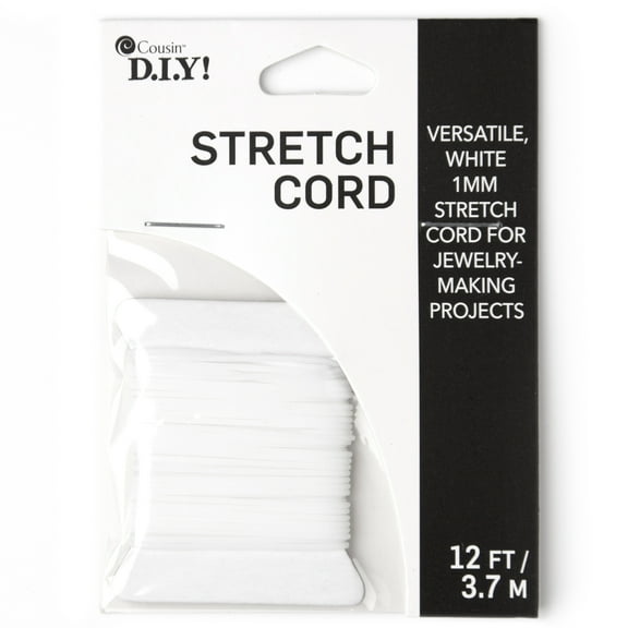 Cousin DIY Elastic Stretch Cord Roll, Jewelry Making, 4 yd, White