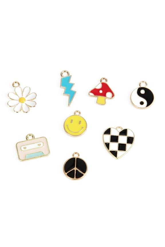 Cousin DIY Enameled Gold Metal Y2K Charms, 8 Piece, Multicolor, Unisex, Adult, Model 69995797