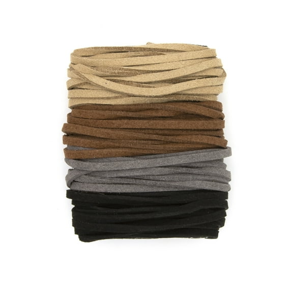 Cousin DIY Faux Suede Cord Roll, Black, Brown and Gray, 4 Piece, 40 ft, Jewelry Making, 63800155