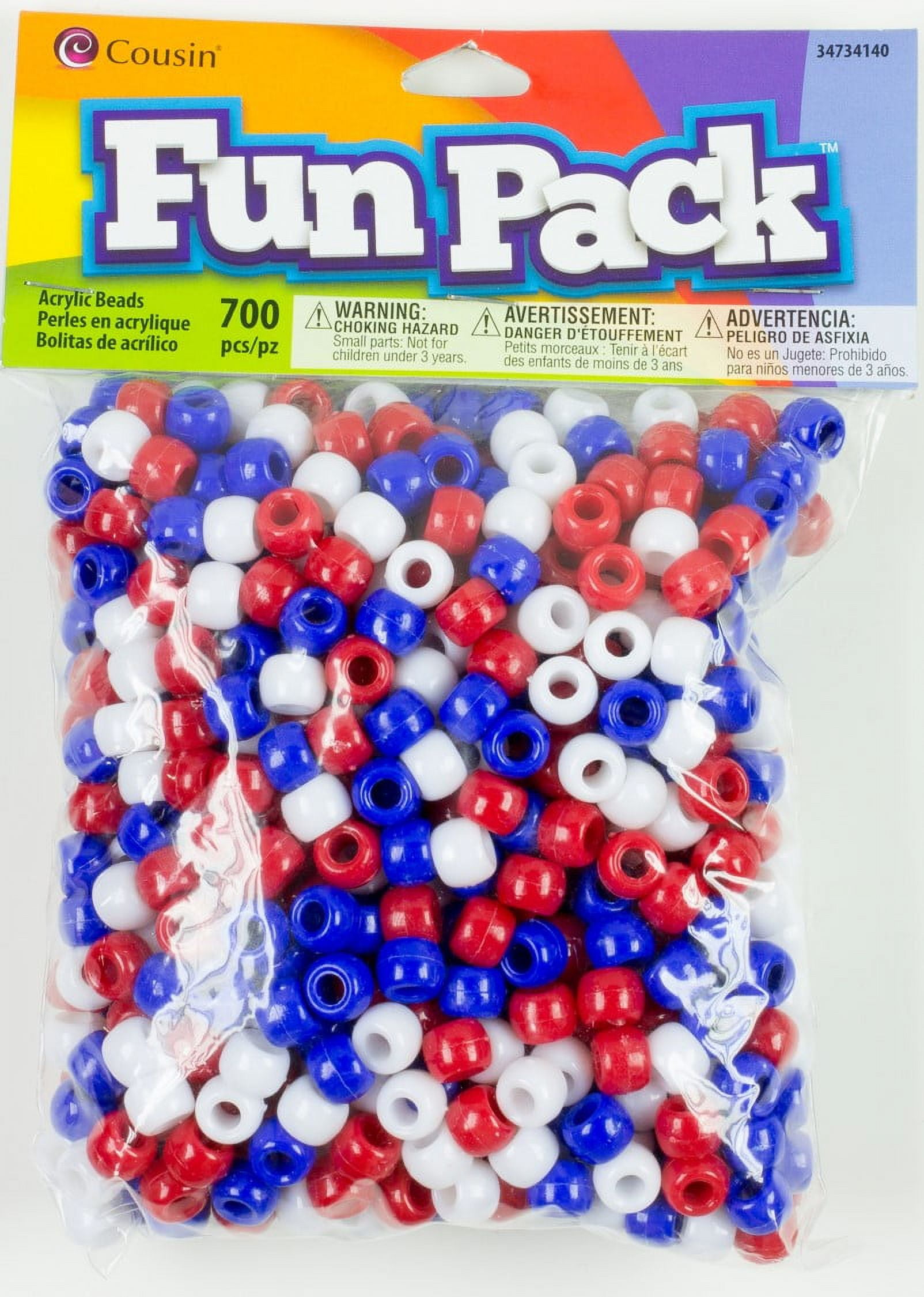 Opaque Red White & Blue 9mm x 6mm Plastic Acrylic USA Large Hole Pony –  bedazzlinbeads