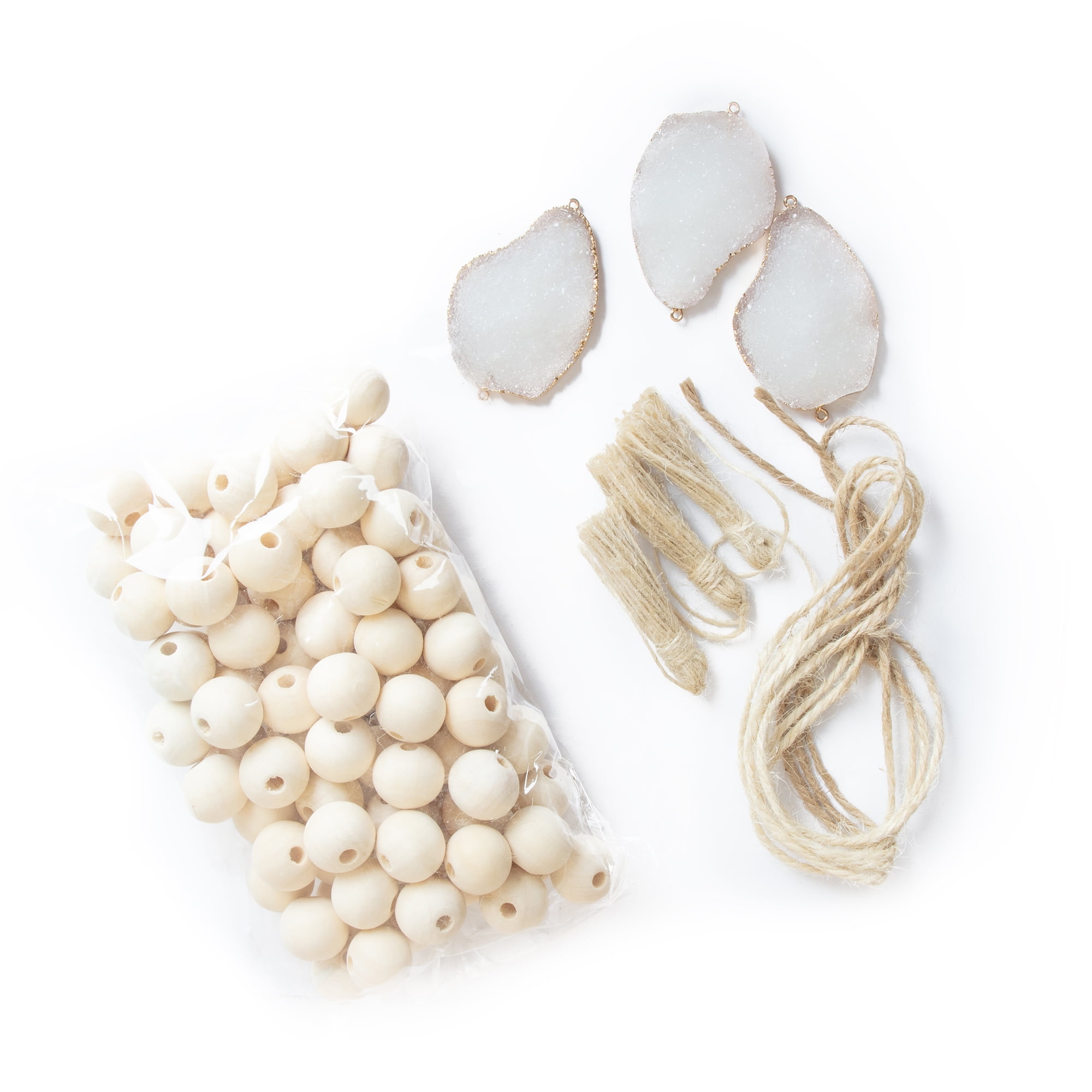 Cousin DIY Geode and Wood Bead Garland dcor Kit, Natural Beige, 103 pc., Adult Unisex, White