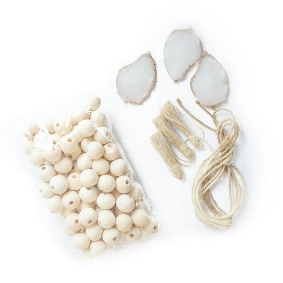 Cousin DIY Geode & Wood Bead Garland Dcor Kit, Natural Beige, Unisex, Item Number 69994361, 103 Pc.