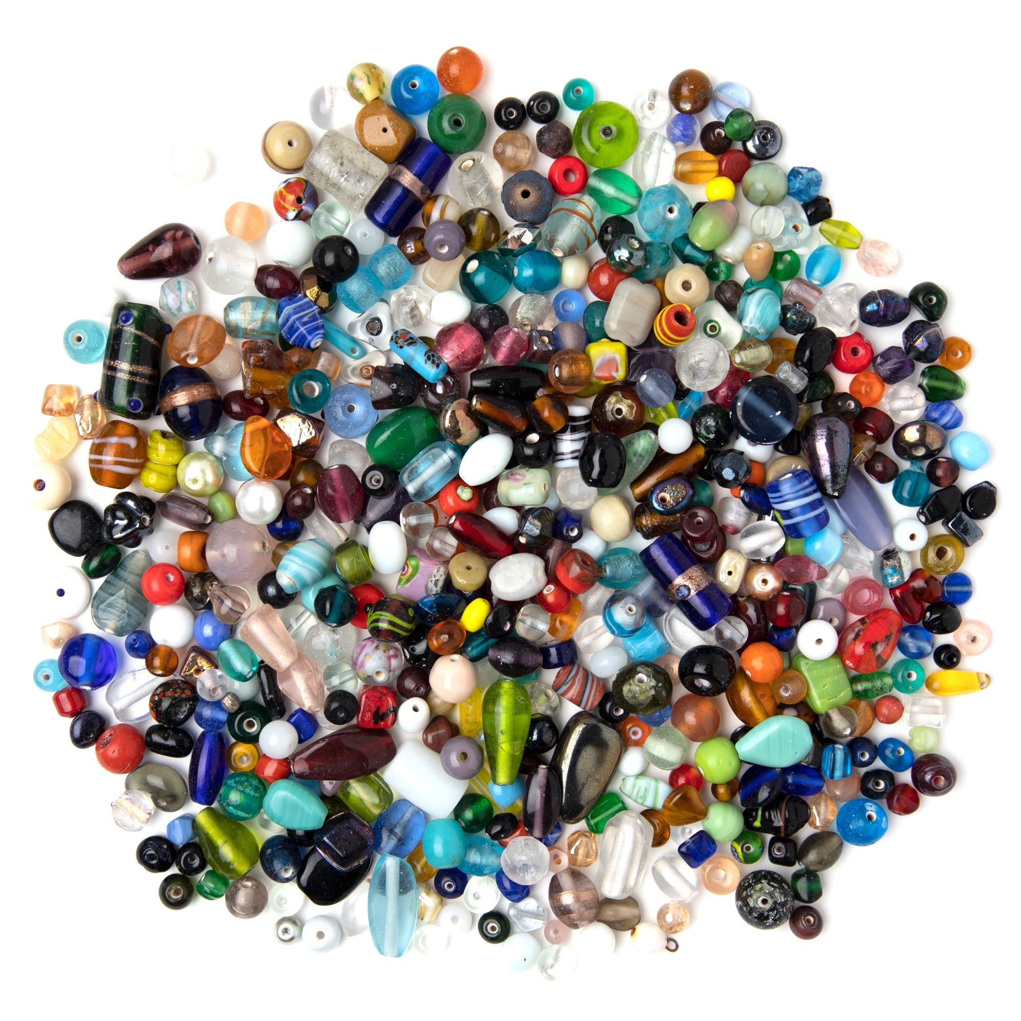 1lb=454g Bulk Assorted Shapes and Sizes 6-12mm Glass Beads Mixed