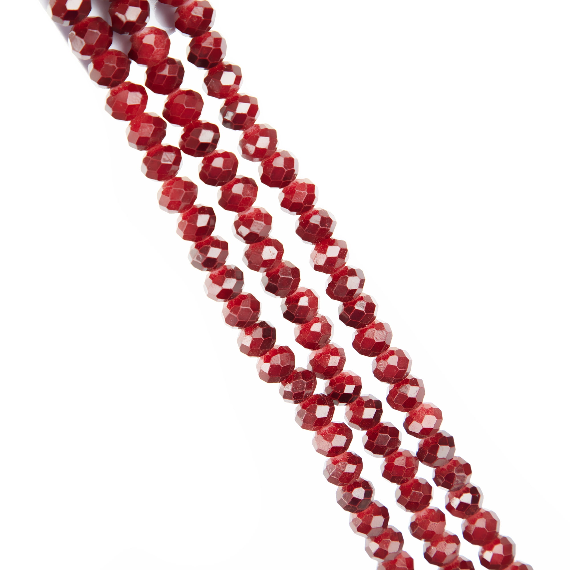 Red Gemcut Heart Glass Bead Strand