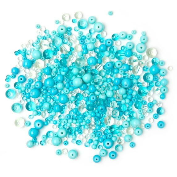 Cousin DIY Glass Turquoise and Clear Filler Bead Assortment, 480+ Pcs