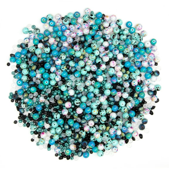Cousin DIY Glass and Acrylic Bead Mix, Turquoise, Blue, Green, Model# 69991792, 1000+ Pc, Colorful Unisex Bead Mix for Adults and Teens