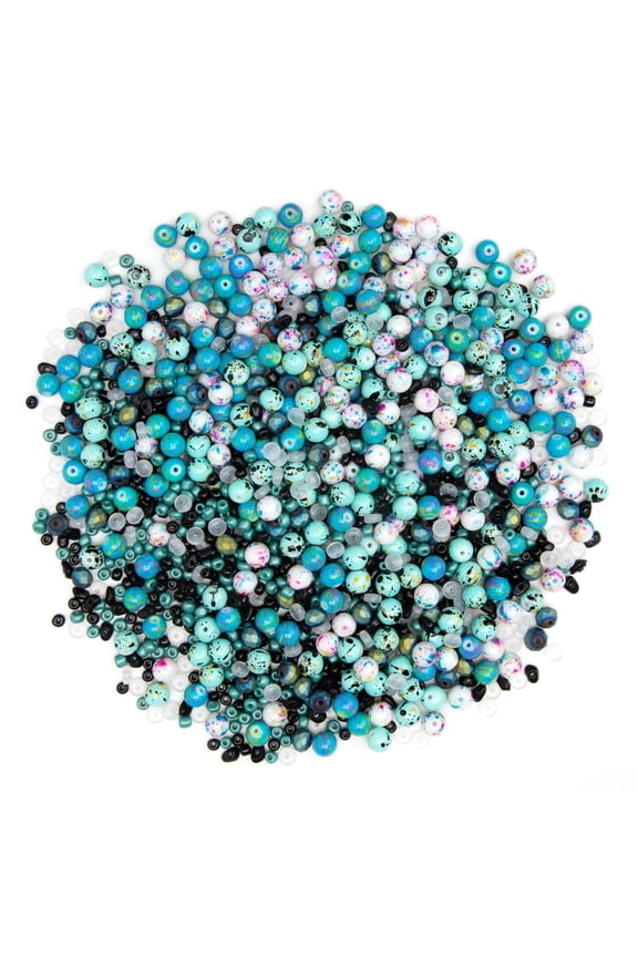 Cousin DIY Glass and Acrylic Bead Mix, Turquoise, Blue, Green, Model# 69991792, 1000+ Pc, Colorful Unisex Bead Mix for Adults and Teens