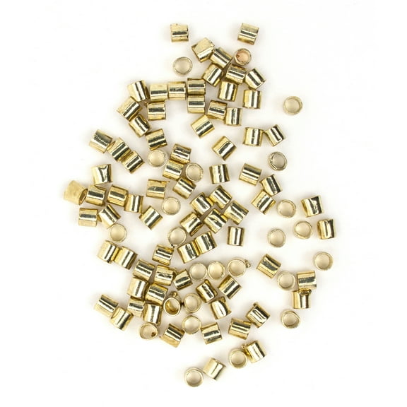 Cousin DIY Gold Crimp Tube Beads, 100 Pieces, 2mm, Unisex for Adults