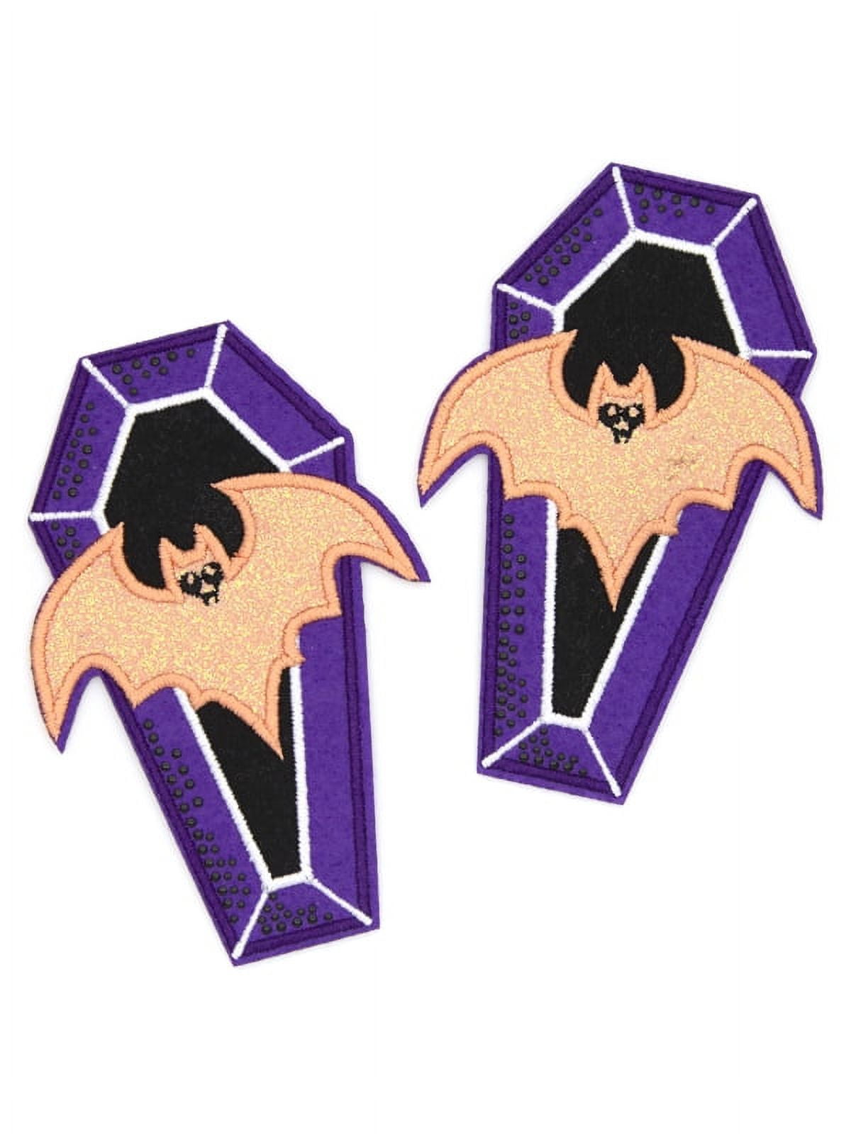 Cousin DIY Halloween Iron On Elbow Patches, Purple/Orange, Coffin and