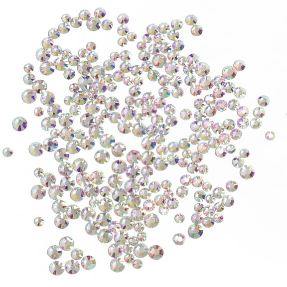 Cousin DIY Hot Fix Crystals, 1500 Pc. Refill, Flat Back Clear Rhinestones, Iridescent AB Glass
