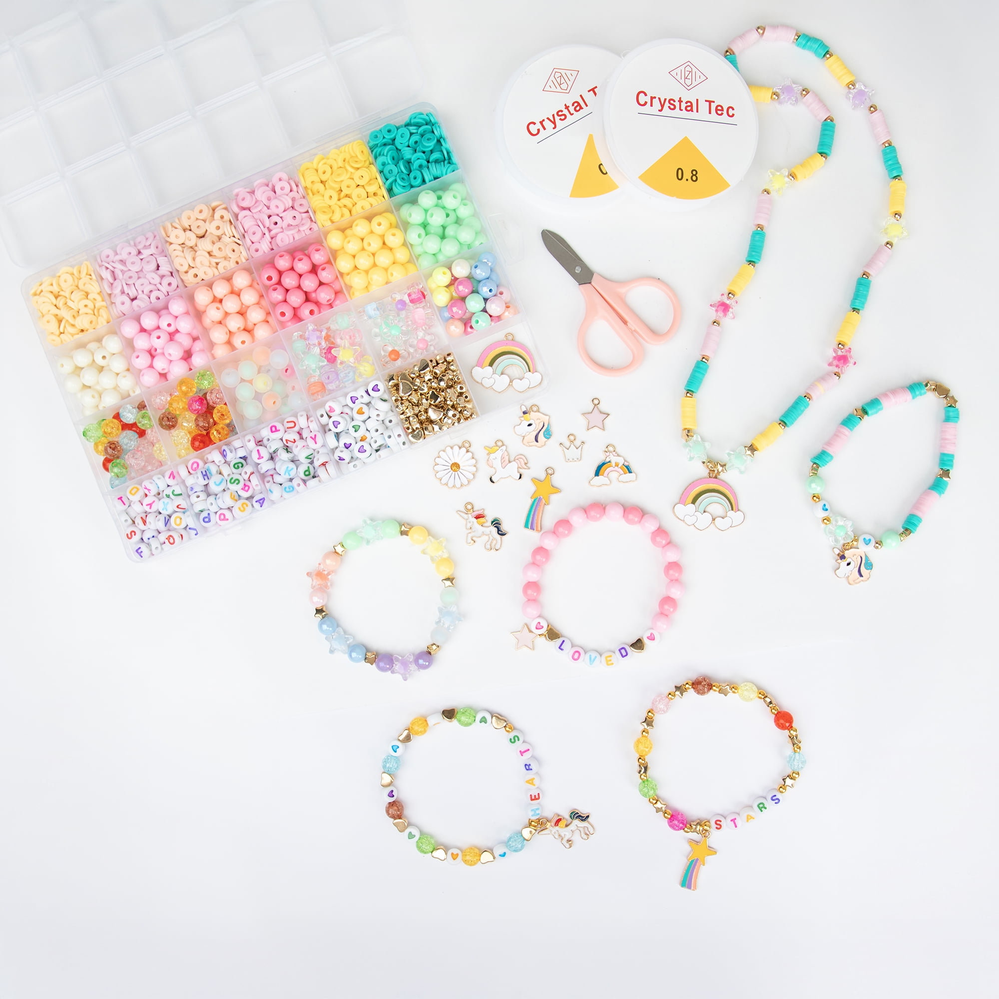 Cousin DIY Jewelry Making Kit: Heishi Clay Beads, Letter Beads, Charms & Supplies, 1338 Pieces
