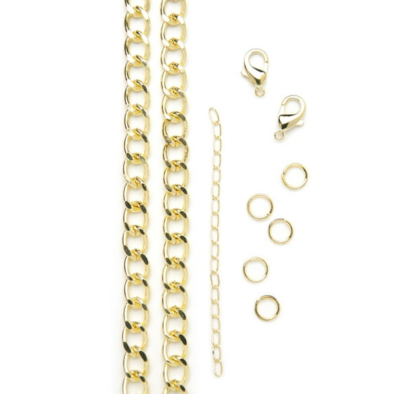 Cousin DIY Large Light Weight Metal Gold Curb Chain, for Necklaces, Unisex, for Adults, 47.2 in