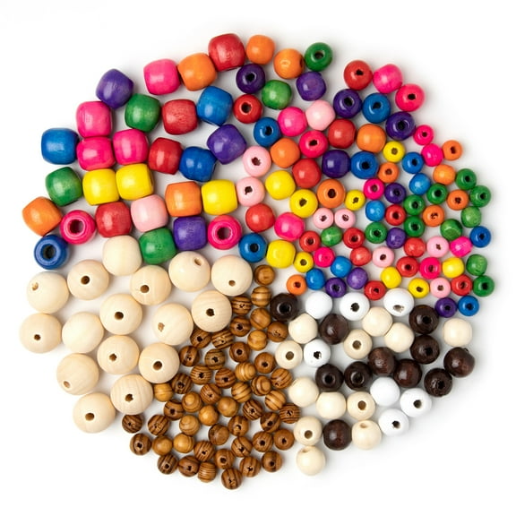 Cousin DIY Mega Wood Bead Assortment, 500 Pieces, 17.6 oz, for Adults and Teens Crafting