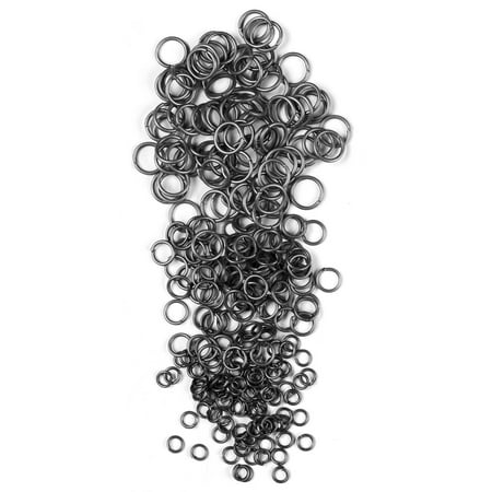Cousin DIY Metal 4mm, 6mm, and 8mm Jump Rings Set, 240 Piece, Gunmetal (Black/Gray) Finish