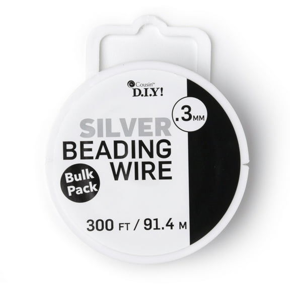Cousin DIY Metal Beading Wire, Silver Finish, 0.3mm x 100 yd Roll