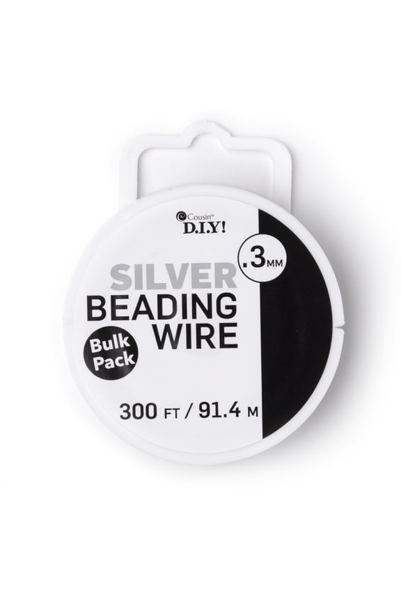 Cousin DIY Metal Beading Wire, Silver Finish, 0.3mm x 100 yd Roll
