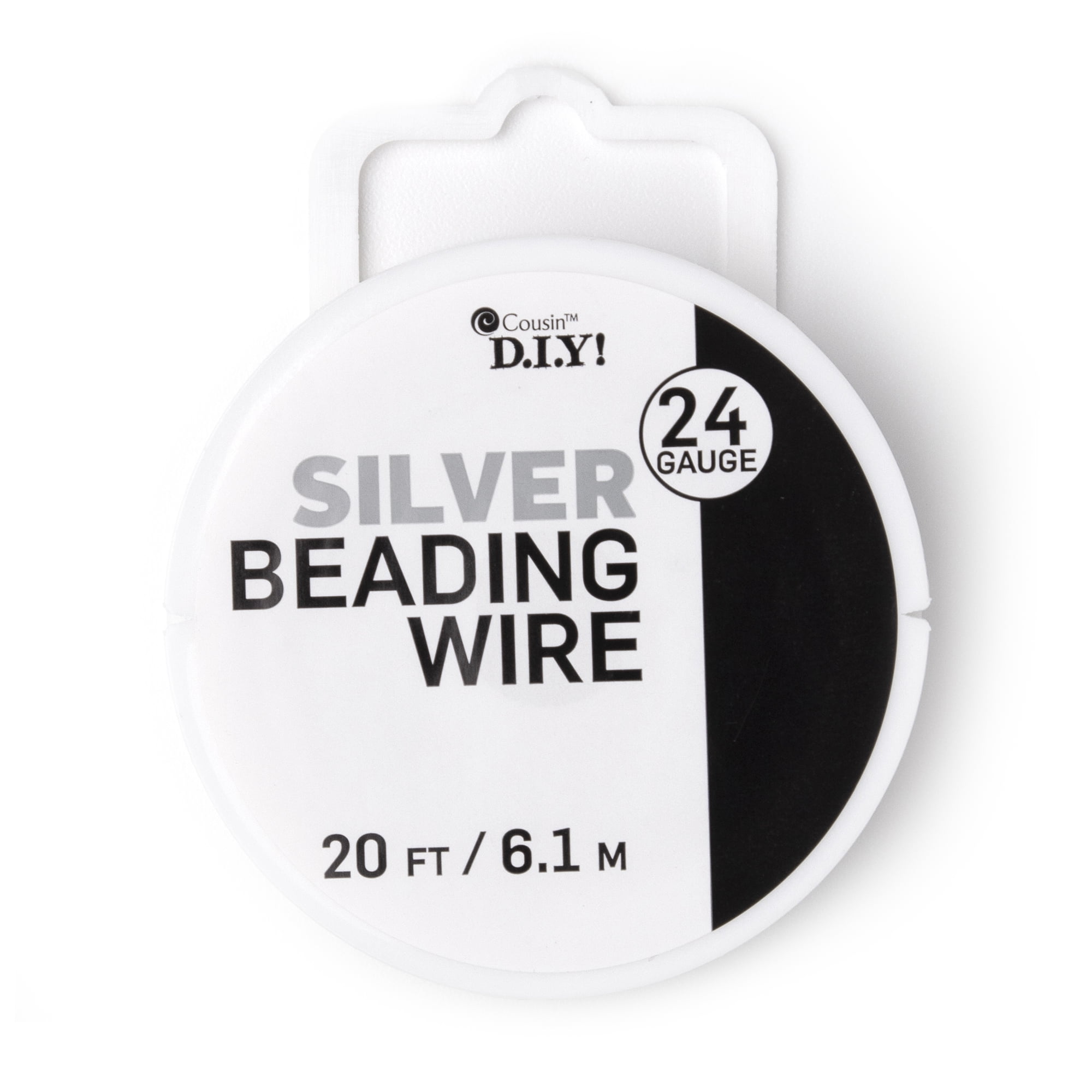 Cousin DIY Metal Beading Wire, Silver Finish, 24 Gauge, 20 ft Roll