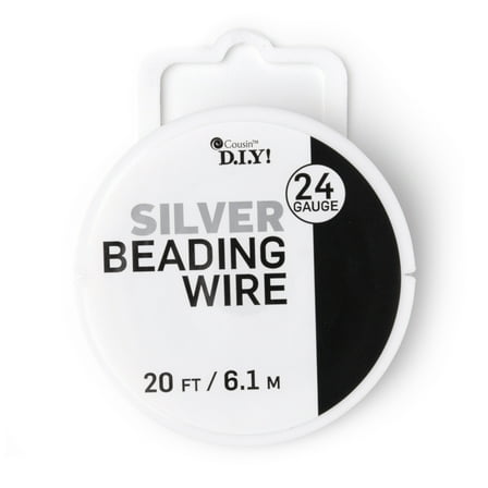 Cousin DIY Metal Beading Wire, Silver Finish, 24 Gauge, 20 ft Roll
