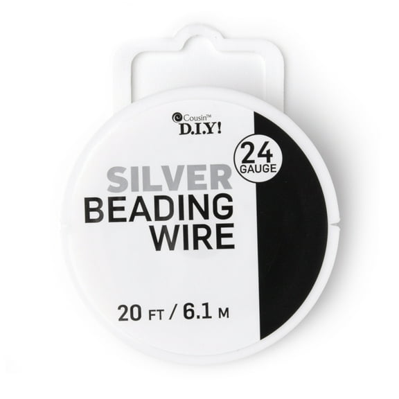 Cousin DIY Metal Beading Wire, Silver Finish, 24 Gauge, 20 ft Roll