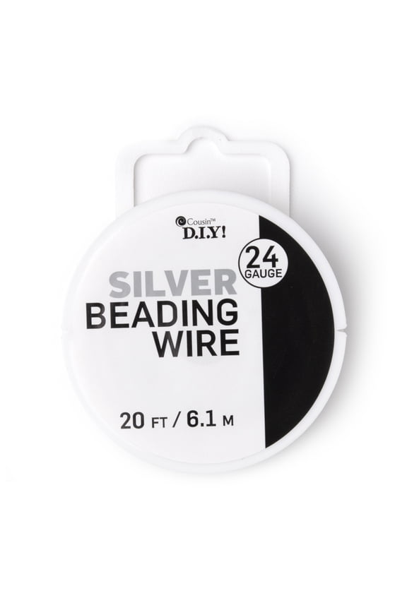 Cousin DIY Metal Beading Wire, Silver Finish, 24 Gauge, 20 ft Roll