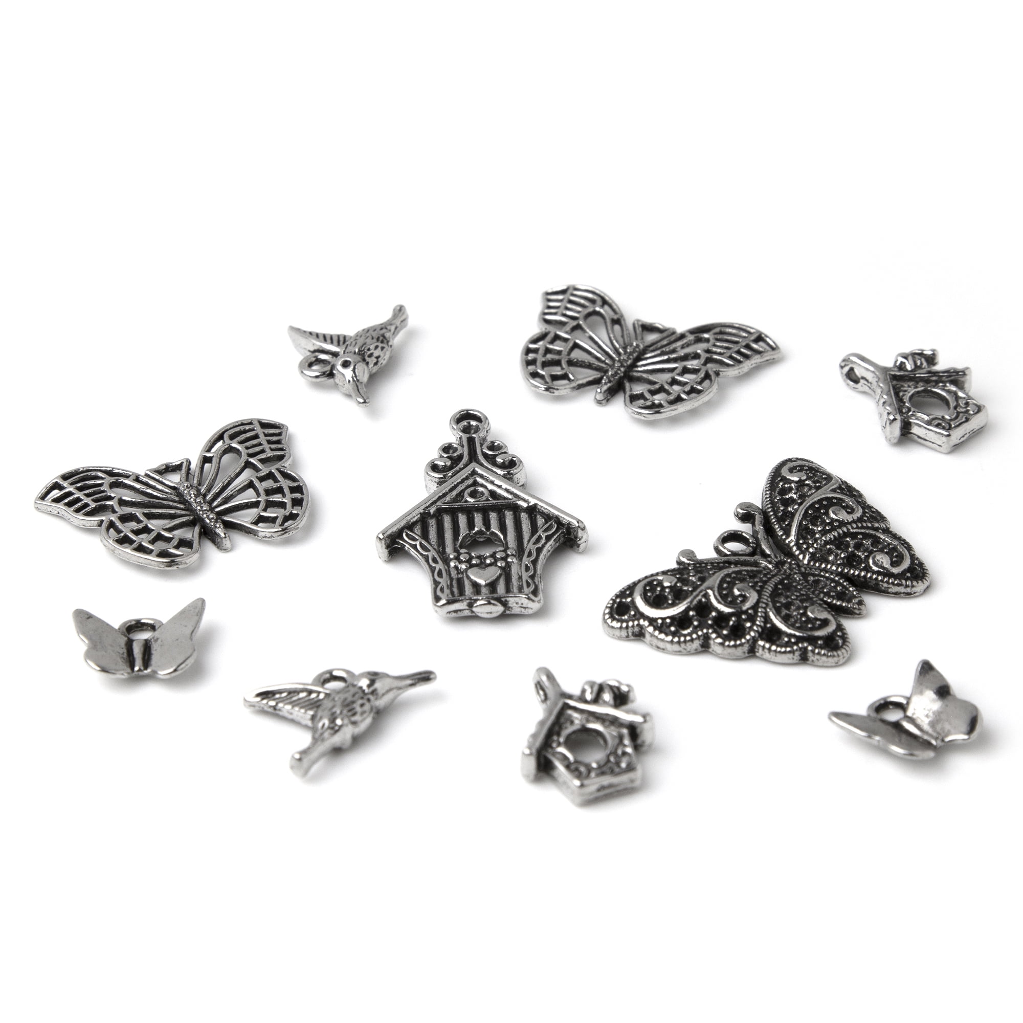 jialeey Butterfly Charms Beads Necklace Pendants DIY for Jewelry Making and  Crafting, JIALEEY 60 PCS Tibetan Silver Plated Butterfly