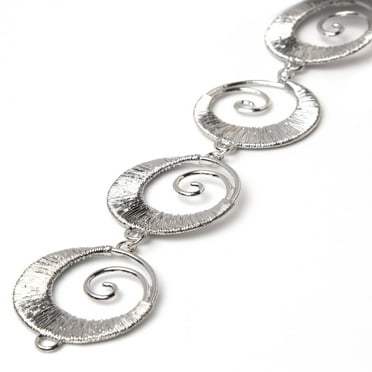 Cousin DIY Metal Crescent Moon Swirl Connector Accent, Set of 4, Silver Finish