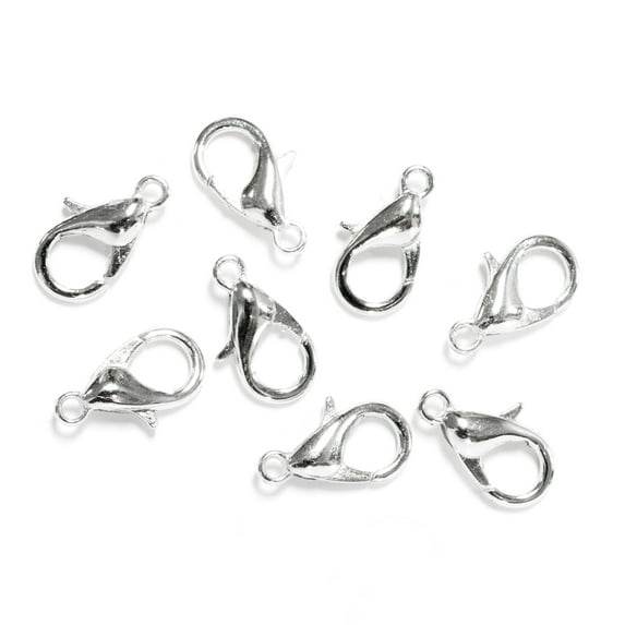 Cousin DIY Metal Lobster Claw Clasp Set 7x12mm, 8 Pc, Silver Finish