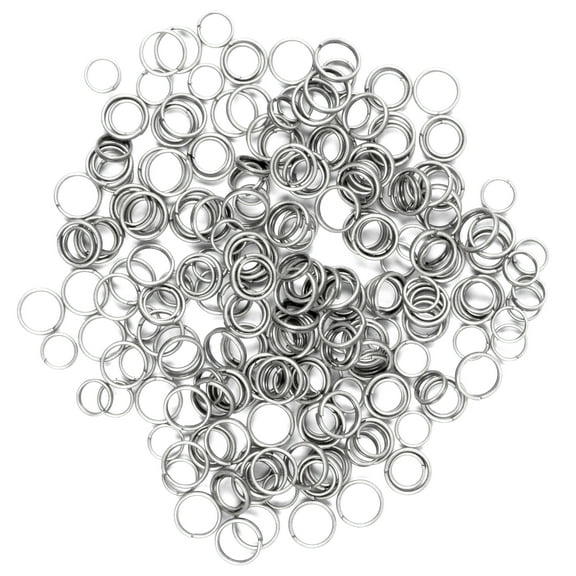 Cousin DIY Metal Split Ring Assortment, 4mm, 6mm, and 8mm, 240 Piece, Silver Finish