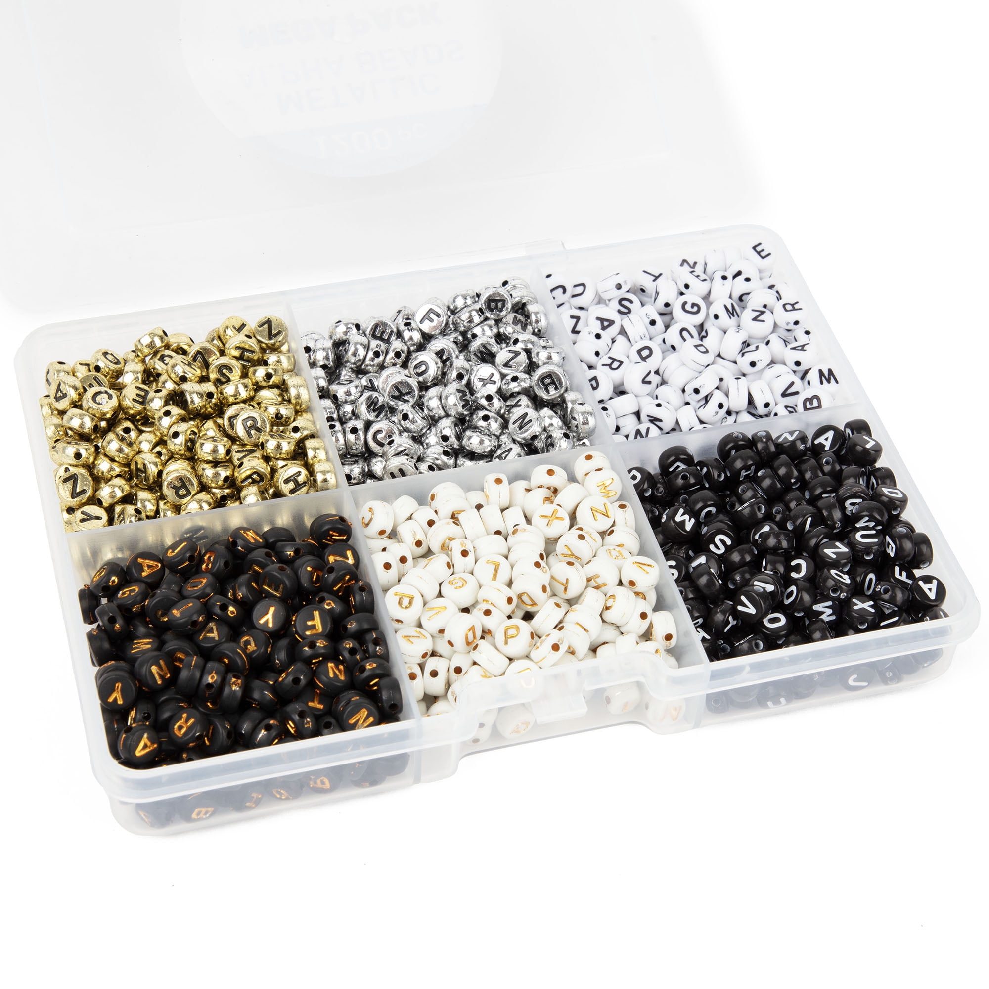 Cousin DIY Metallic Alphabet Bead Mega Mix, Silver/Gold, 1200 Piece, Unisex, Model 69991771