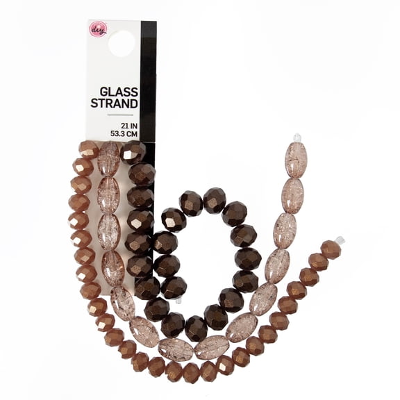 CousinDIY Multi-Brown Glass Bead Strand for DIY Jewelry and Craft Supplies