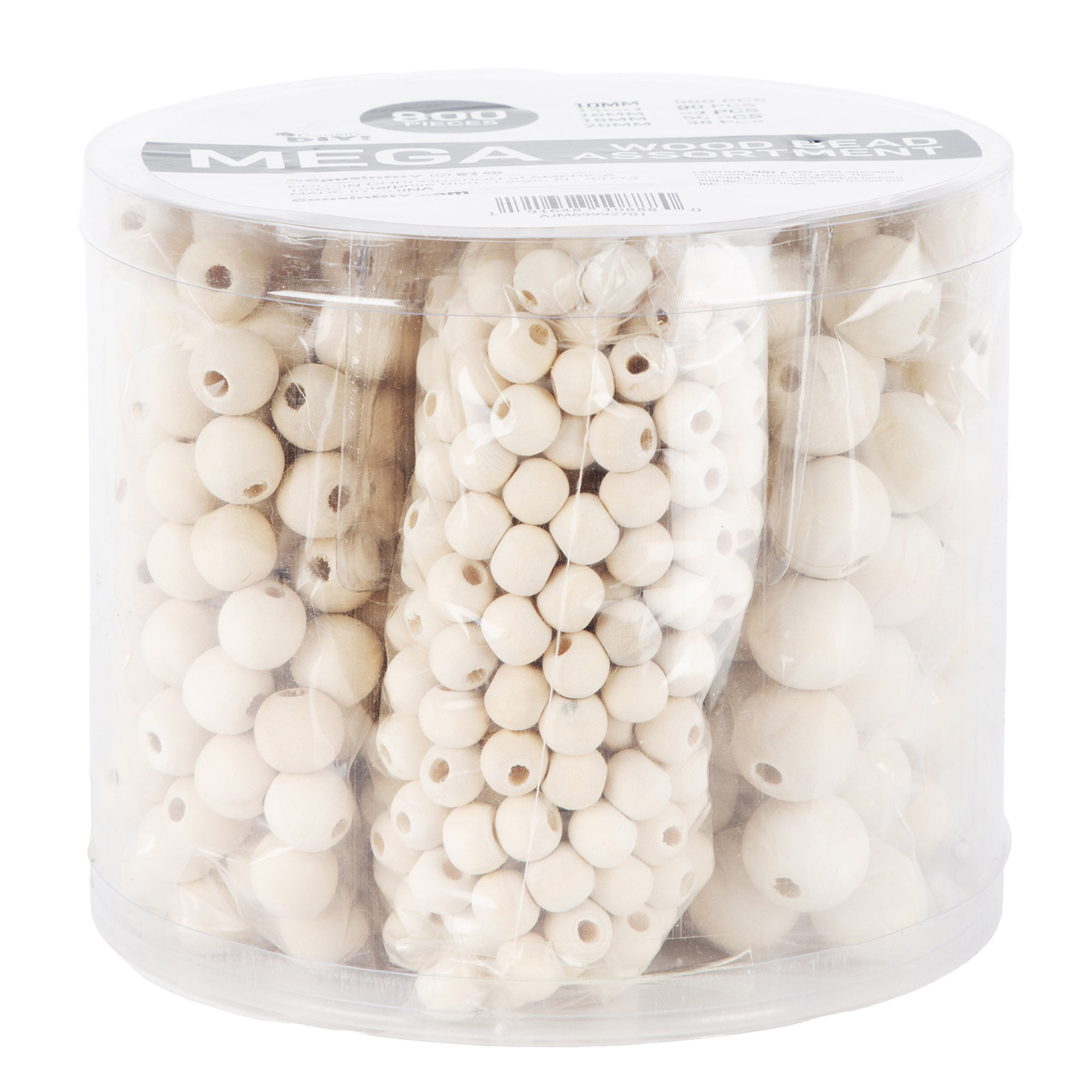 Cousin DIY Natural Wood Bead Bulk Assortment, Sizes 10mm-20mm