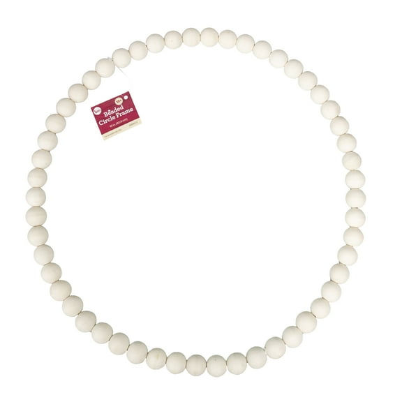 Cousin DIY Natural Wood Beaded Wreath Frame, Beige, 16 inch