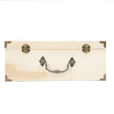 Cousin DIY Unfinished Wood Keepsake Storage Box with Metal Latches and Handle, 12.60" x 8.9" x 5", Unisex